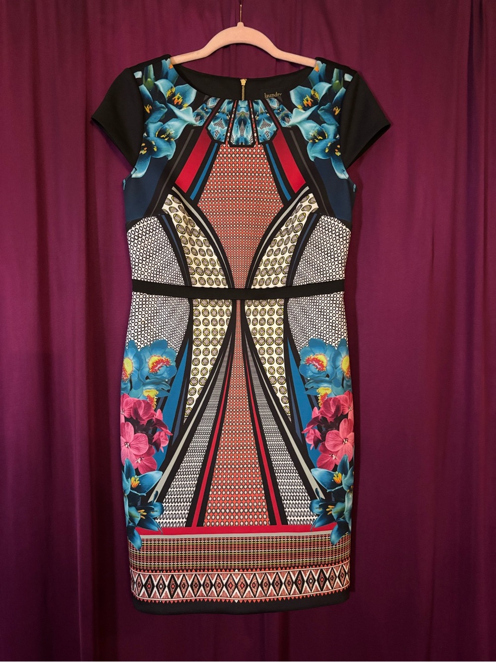 Laundry by Shelli Segal Floral Geometric Sheath Dress in Multicolor size 4